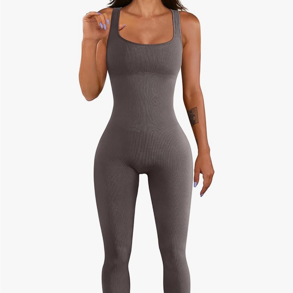 Elegant Charcoal Purple Ribbed Bodysuit